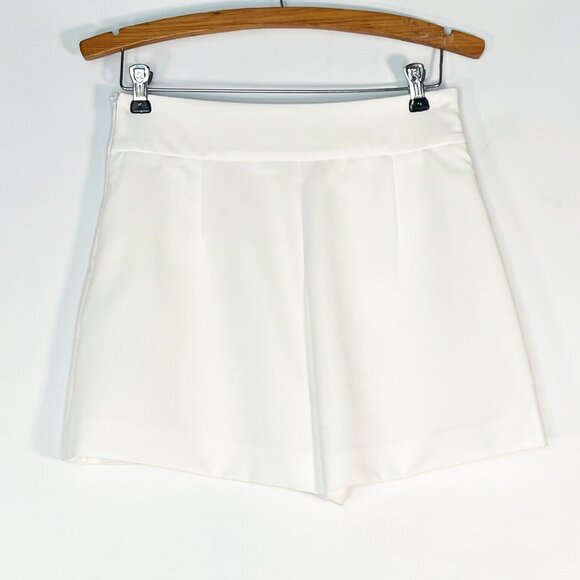 Zara High-waisted Slit Skort Wrap Shorts Oyster White NWT - Picture 6 of 10